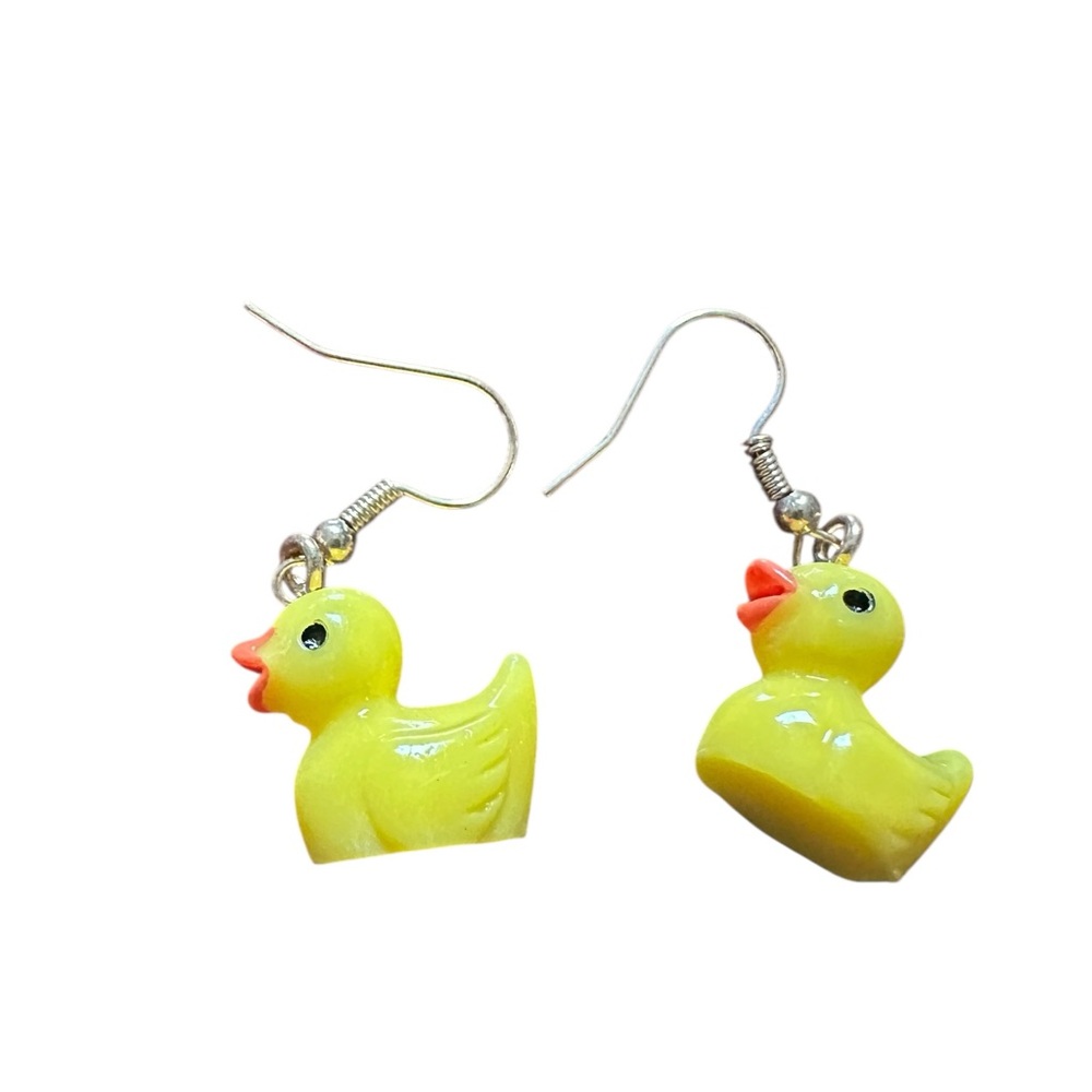 Cute Yellow Cartoon Ducky Drop Style Earrings